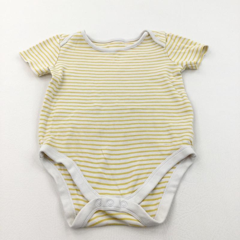 Yellow & White Striped Short Sleeve Bodysuit - Boys/Girls 18-24 Months