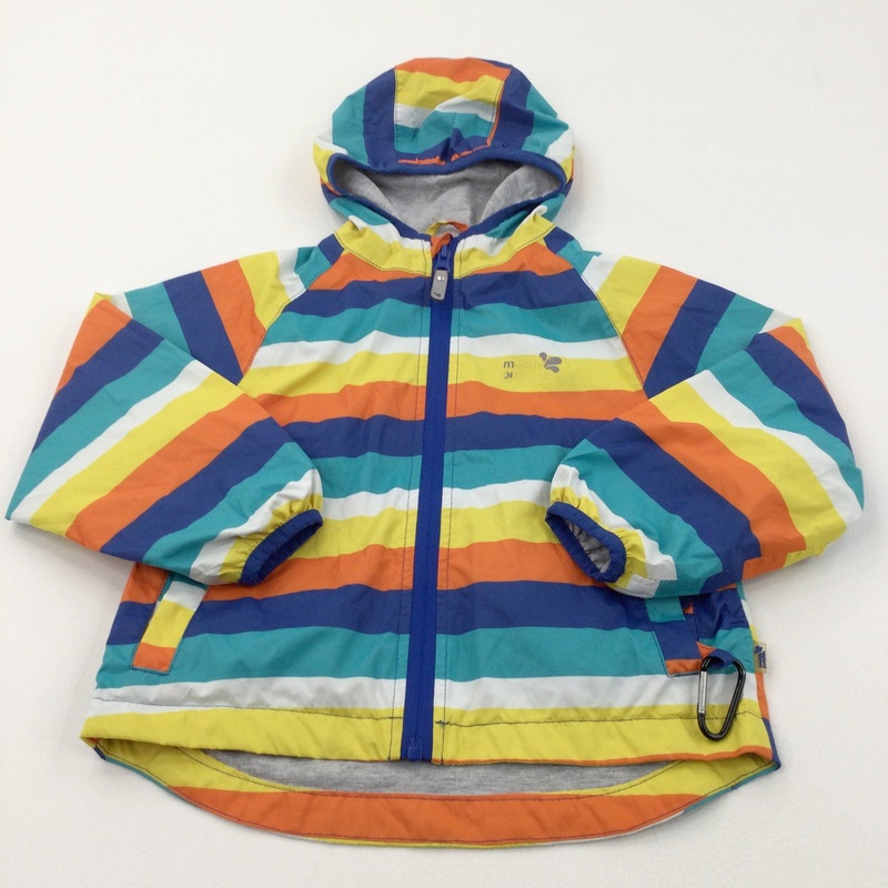 Colourful Striped Lightweight Showerproof Coat with Hood - Boys 2-3 Years
