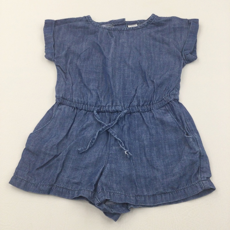 Mid Blue Lightweight Denim Playsuit - Girls 3 Years
