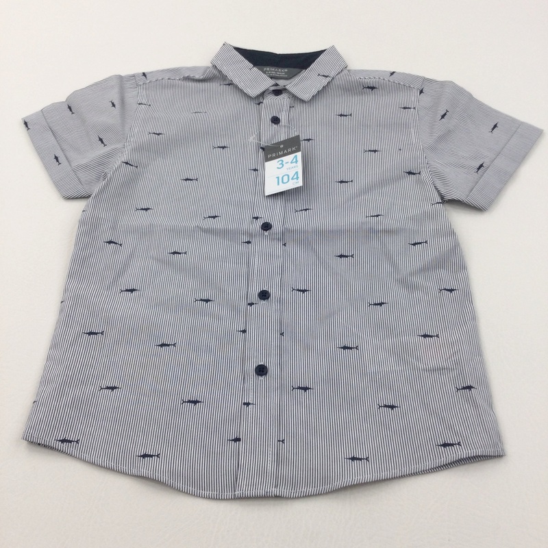 **NEW** Swordfish Navy & White Striped Cotton Shirt - Boys 3-4 Years