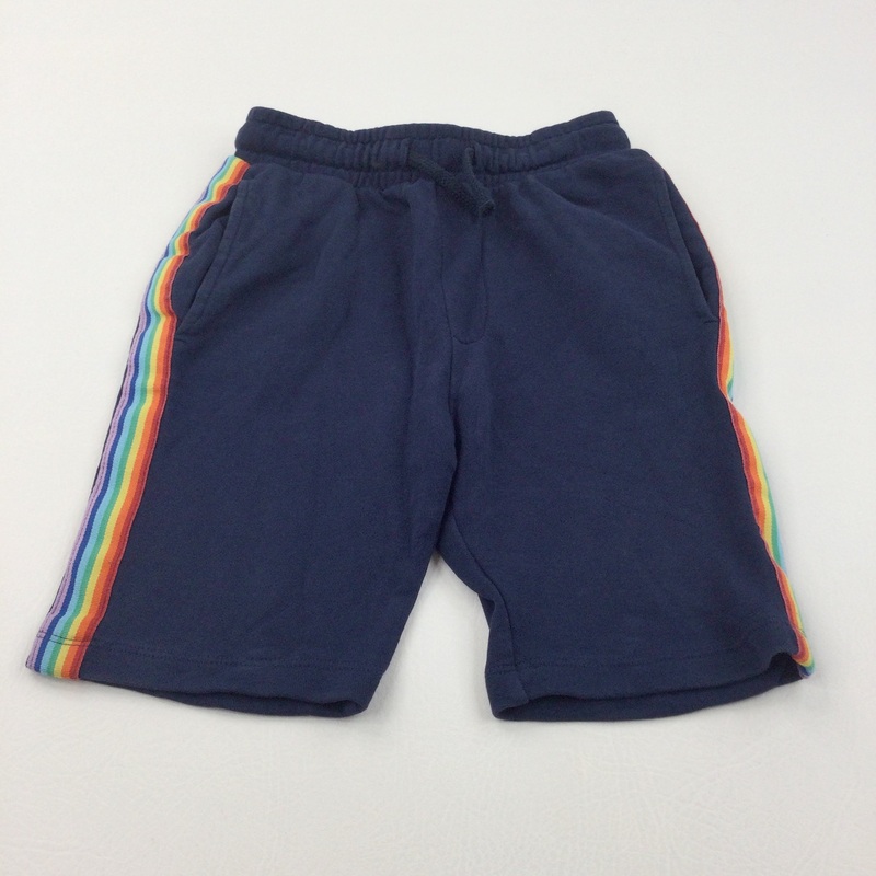 Rainbow Seams Navy Jersey Shorts - Boys 5-6 Years