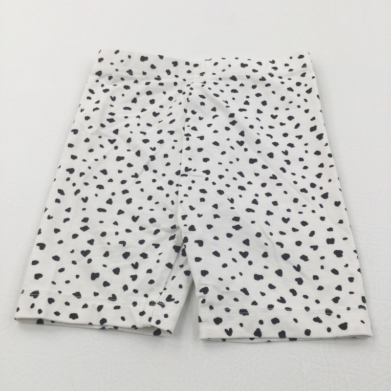 Spotty Black & White Lightweight Cycling Style Jersey Shorts - Girls 2-3 Years