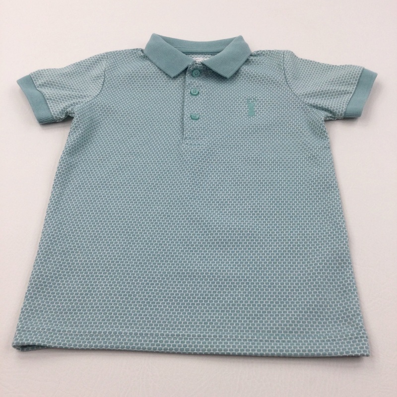 Stag Motif Green & White Patterned Polo Shirt - Boys 4 Years