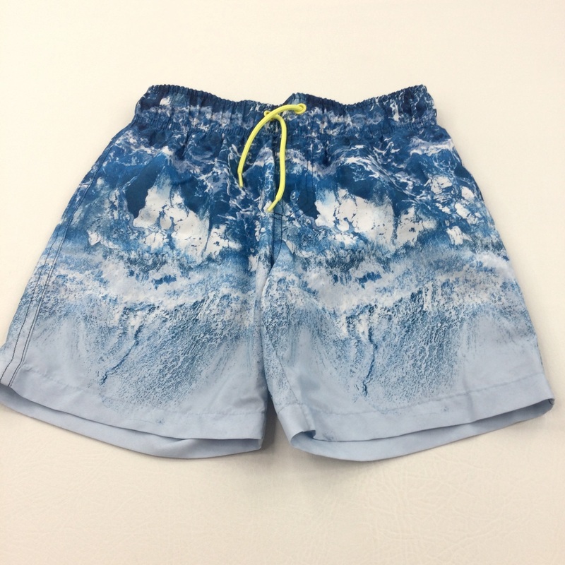 Wave Effect Blue Swimming Shorts - Boys 8-9 Years