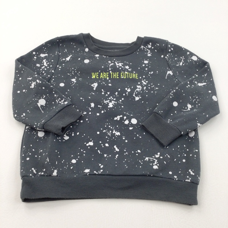 'We Are The Future' Paint Splatter White & Charcoal Grey Lightweight Sweatshirt - Boys 2-3 Years