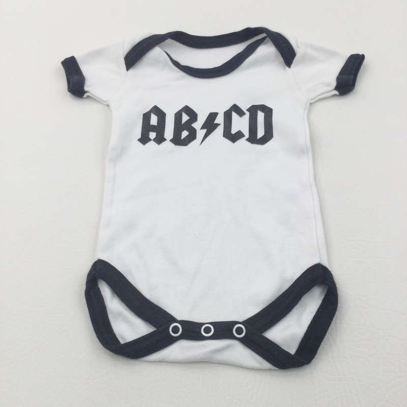 'ABCD' Black & White Short Sleeve Bodysuit - Boys 3-6 Months