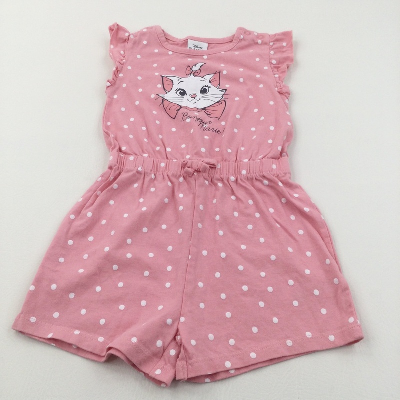 'Bonjour Marie' Aristocats Spotty Pink & White Jersey Playsuit - Girls 2-3 Years