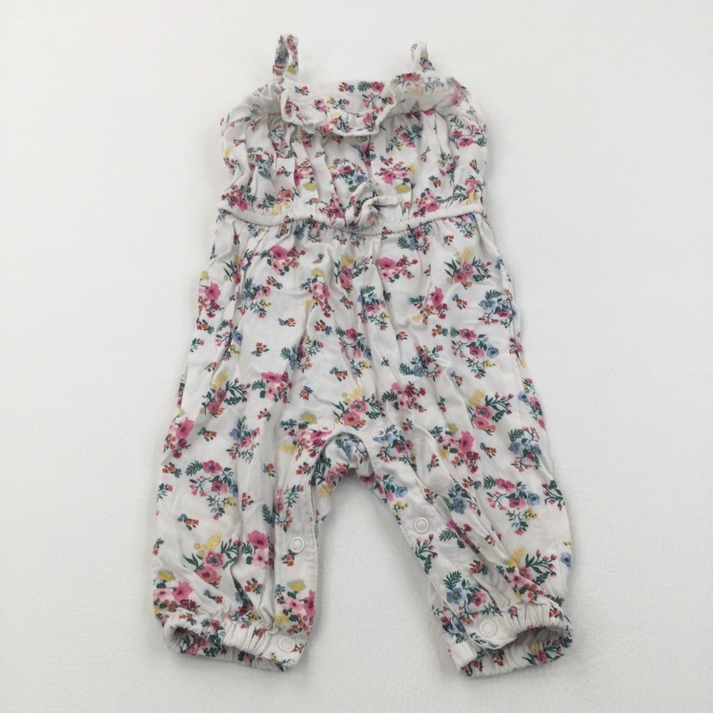 Colourful Flowers Viscose Jumpsuit - Girls 6-9 Months