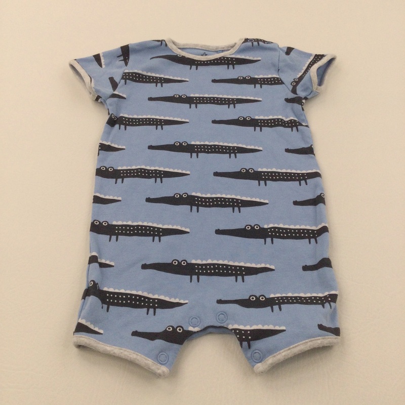 Crocodiles Blue & Black Jersey Romper - Boys 3-6 Months