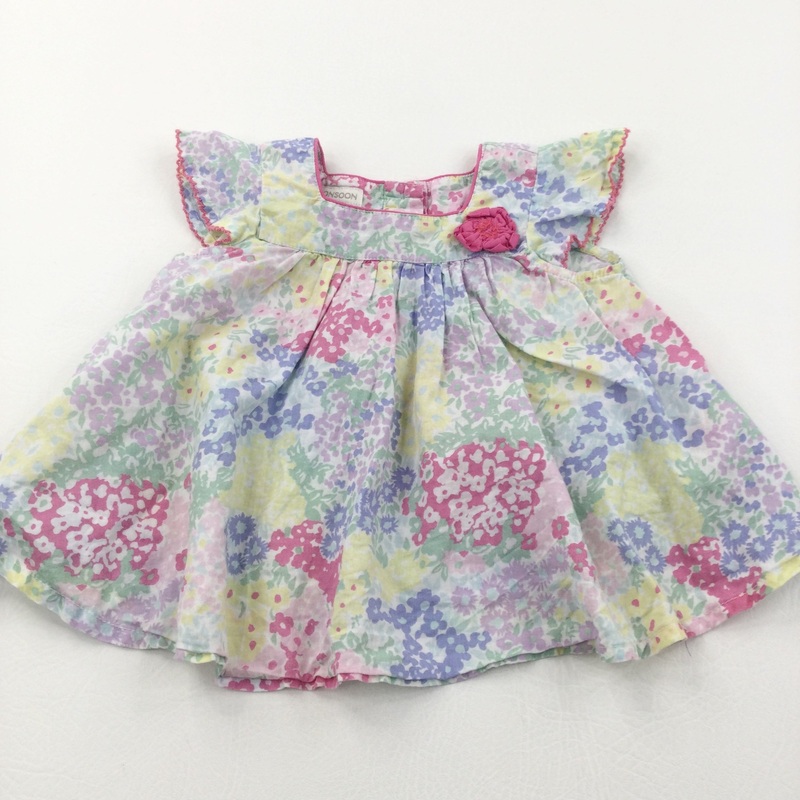 Flowers Colourful Cotton Blouse - Girls 6-12 Months