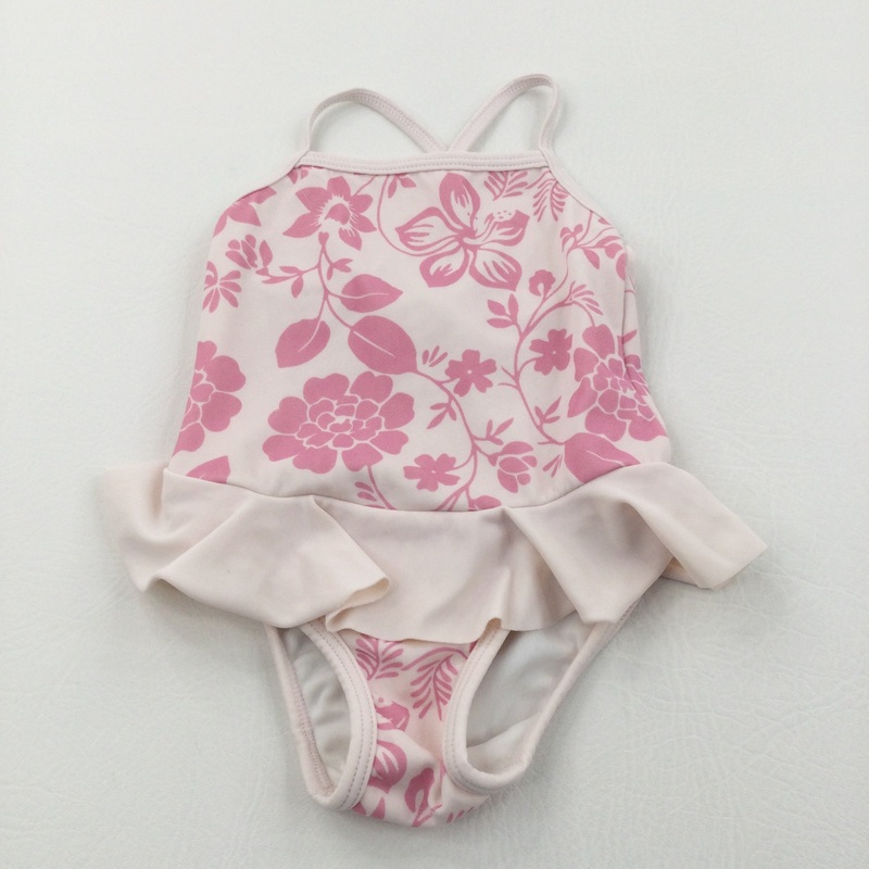 Flowers Pink Swimming Costume - Girls 3-6 Months