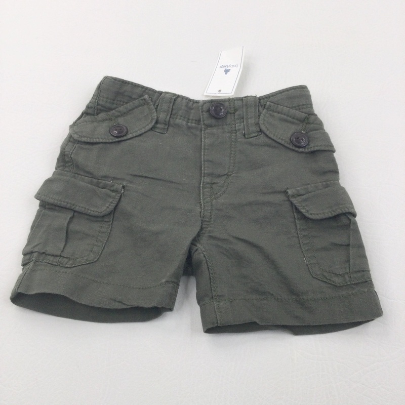 **NEW** Dark Green Cotton Cargo Shorts - Boys 0-3 Months