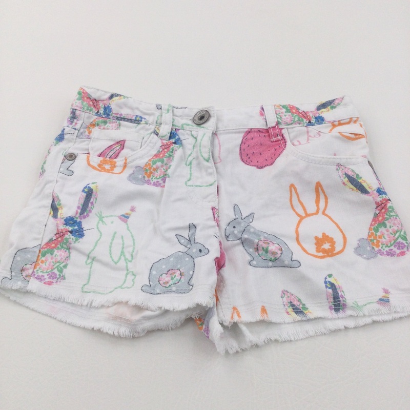 Rabbits Cotton Twill Shorts with Adjustable Waistband - Girls 8 Years
