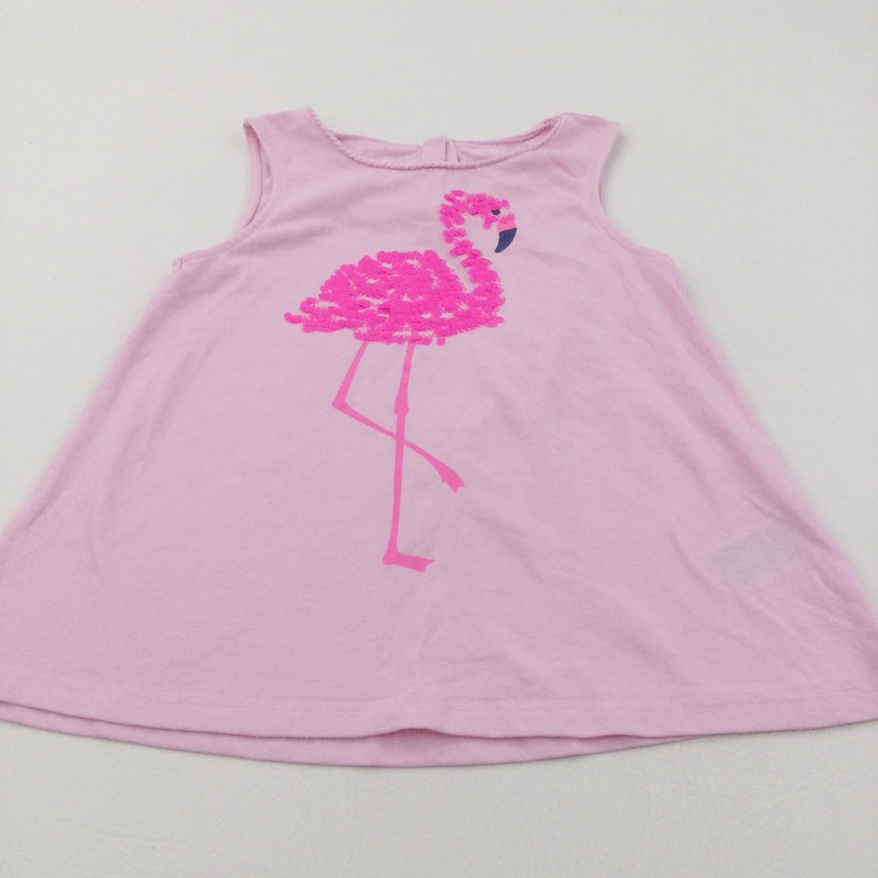 Sequins Flamingo Pink Vest Top - Girls 8 Years