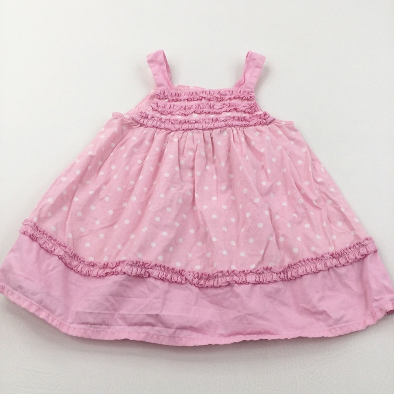 Spotty Pink Cotton Sun/Party Dress - Girls 6-9 Months