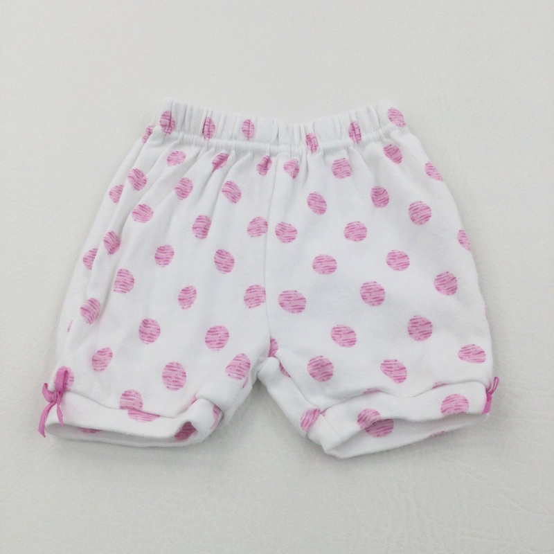 Spotty Pink & White Lightweight Jersey Shorts - Girls 0-3 Months