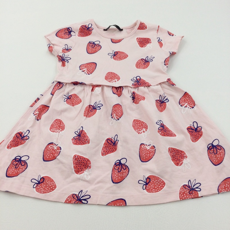 Strawberries Pink & Red Jersey Dress - Girls 2-3 Years