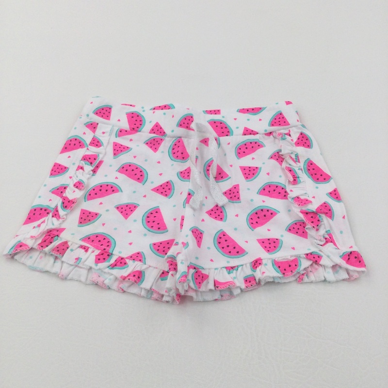 Watermelons Pink & White Lightweight Jersey Shorts - Girls 3-4 Years