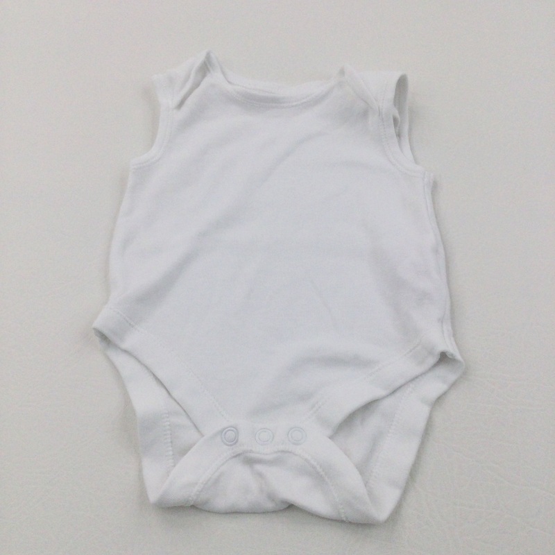 White Sleeveless Bodysuit - Boys/Girls 0-3 Months