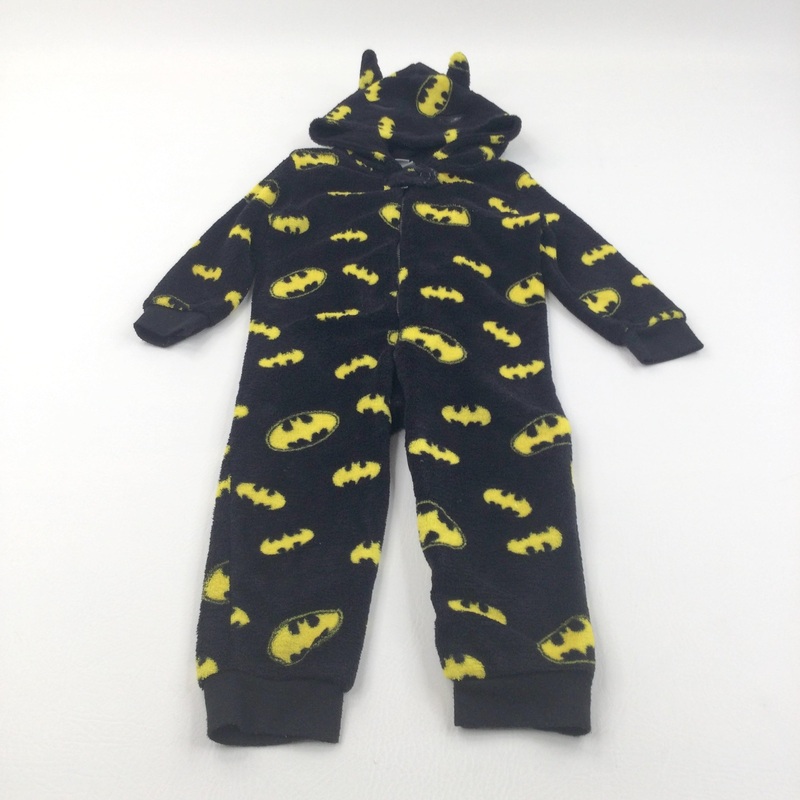 Batman Black & Yellow Fleece Onesie with Detachable Cape - Boys 18-24 Months