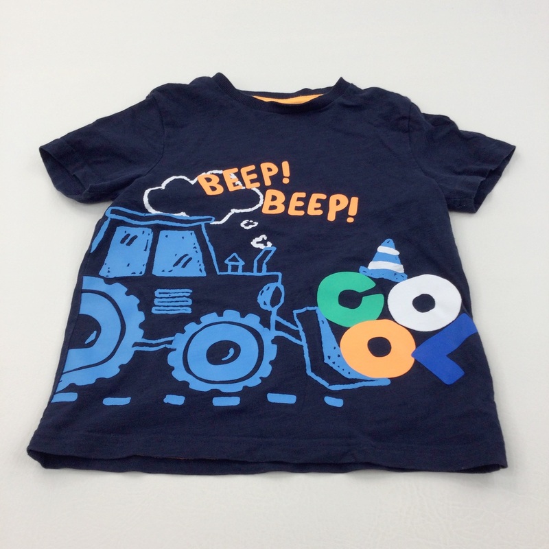 'Beep Beep' Digger Navy T-Shirt - Boys 5-6 Years