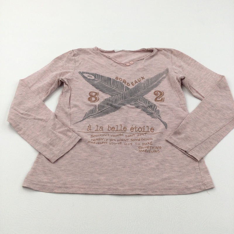 'Bordeaux' Leaves Pink Mottled Long Sleeve Top - Girls 9-10 Years