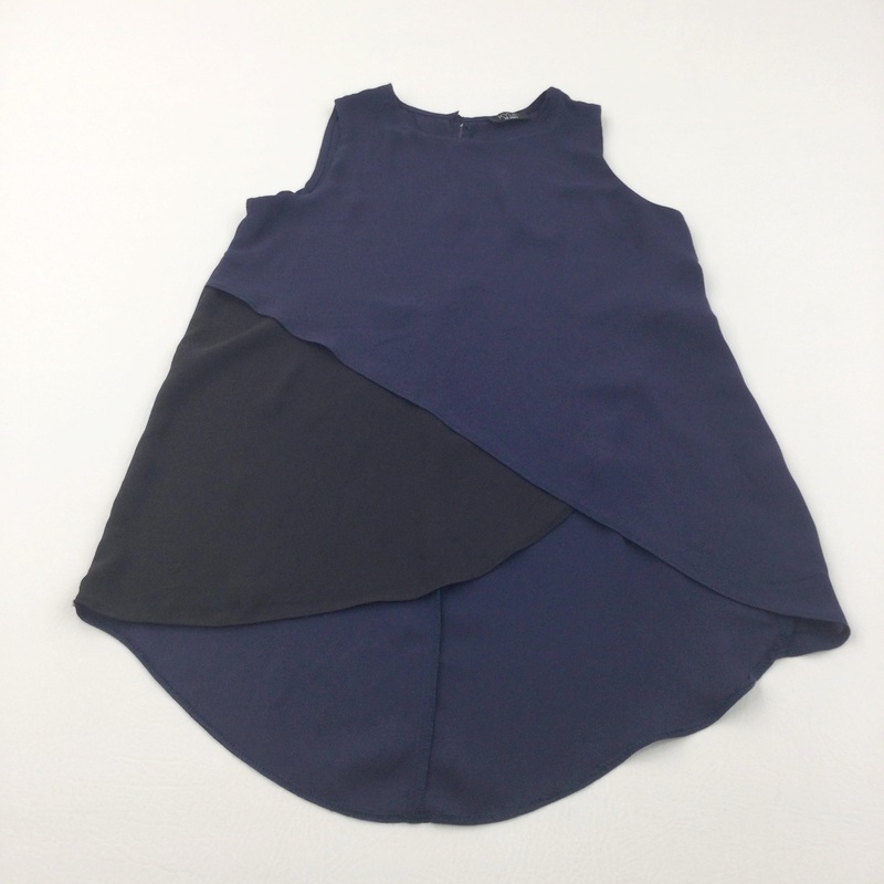 'Kylie' Navy & Black Tunic Blouse/Top - Girls 10 Years