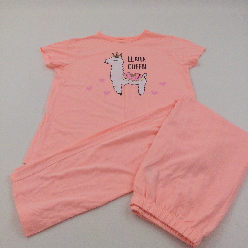 'Llama Queen' Neon Orange Pyjamas - Girls 12-13 Years