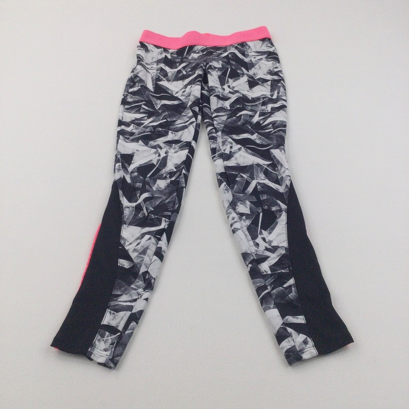 Patterned Black, Grey & Pink Sports Style Leggings - Girls 11-12 Years