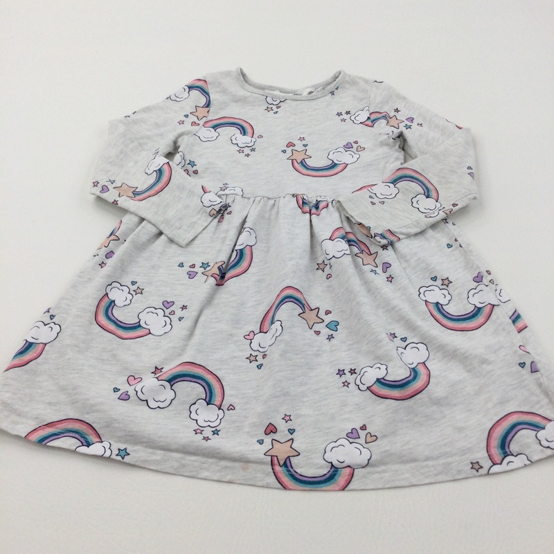 Rainbows Grey Mottled Jersey Dress - Girls 2-4 Years