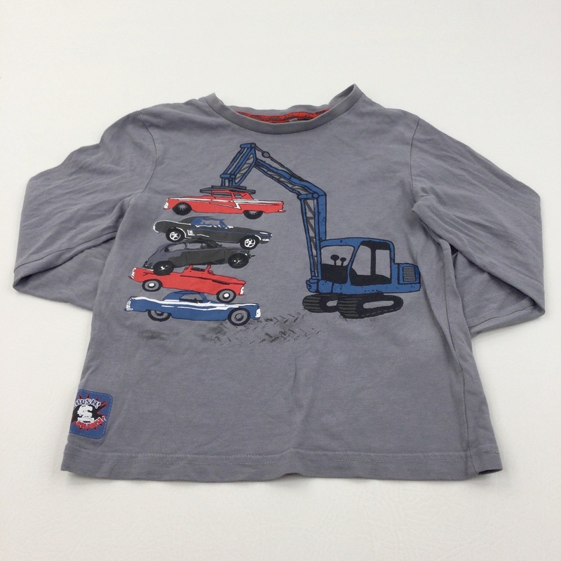 Scrap Cars & Crane Grey Long Sleeve Top - Boys 4-5 Years