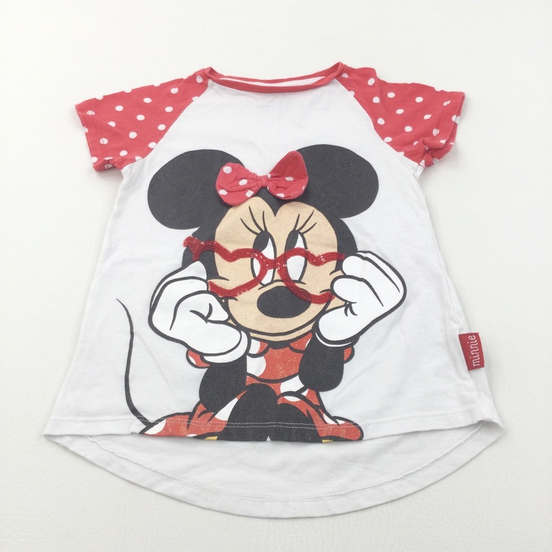 Sequins Glasses Minnie Mouse Red & White T-Shirt - Girls 6 Years