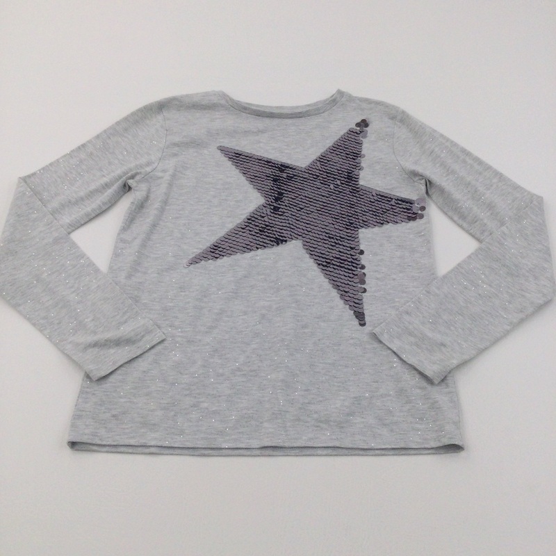 Sequins Star Glittery Grey Long Sleeve Top - Girls 12-13 Years