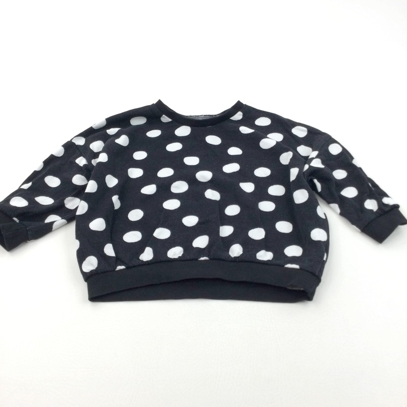 Spotty Black & White Cropped Sweatshirt - Girls 3-4 Years
