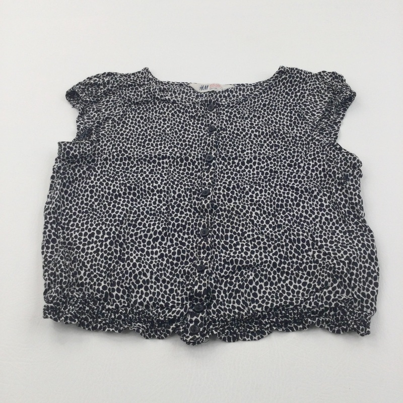 Spotty Black & White Sleeveless Cotton Blouse - Girls 10-11 Years