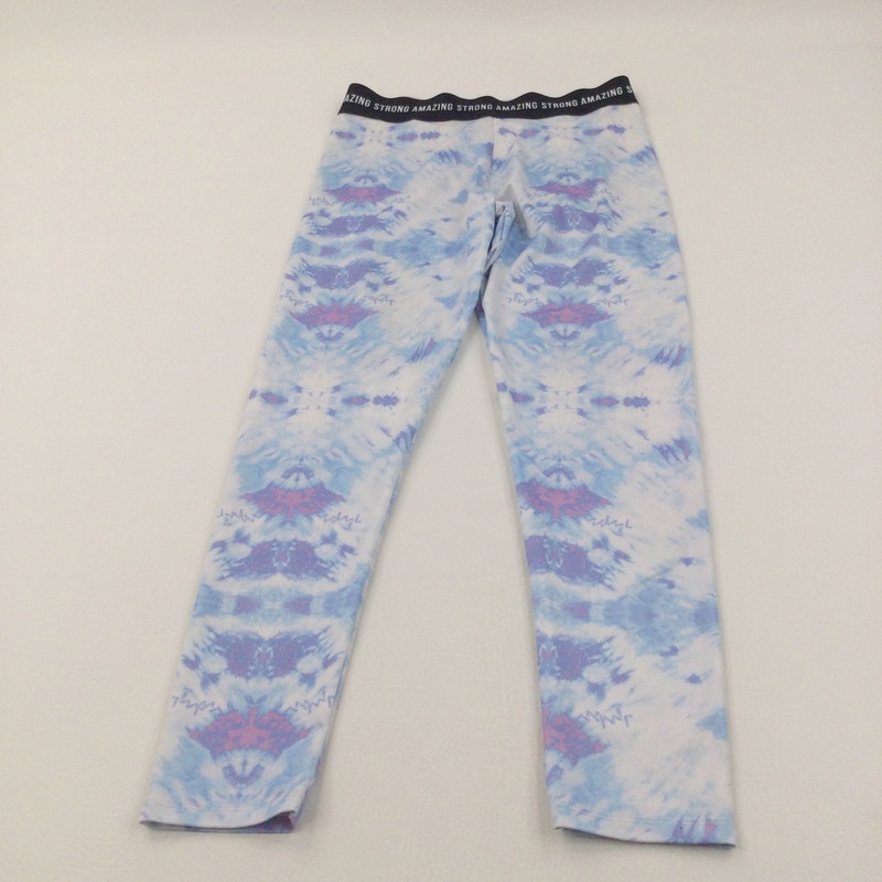 'Strong, Amazing' Tie Dye Effect Blue & White Sports Style Leggings - Girls 10-11 Years