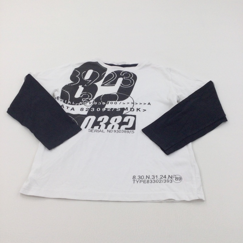'82' Black & White Long Sleeve Top - Boys 6 Years