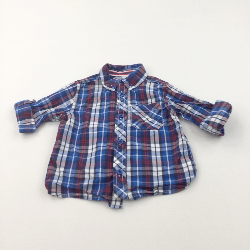 Blue, Navy & Red Checked Cotton Shirt - Boys 18-24 Months