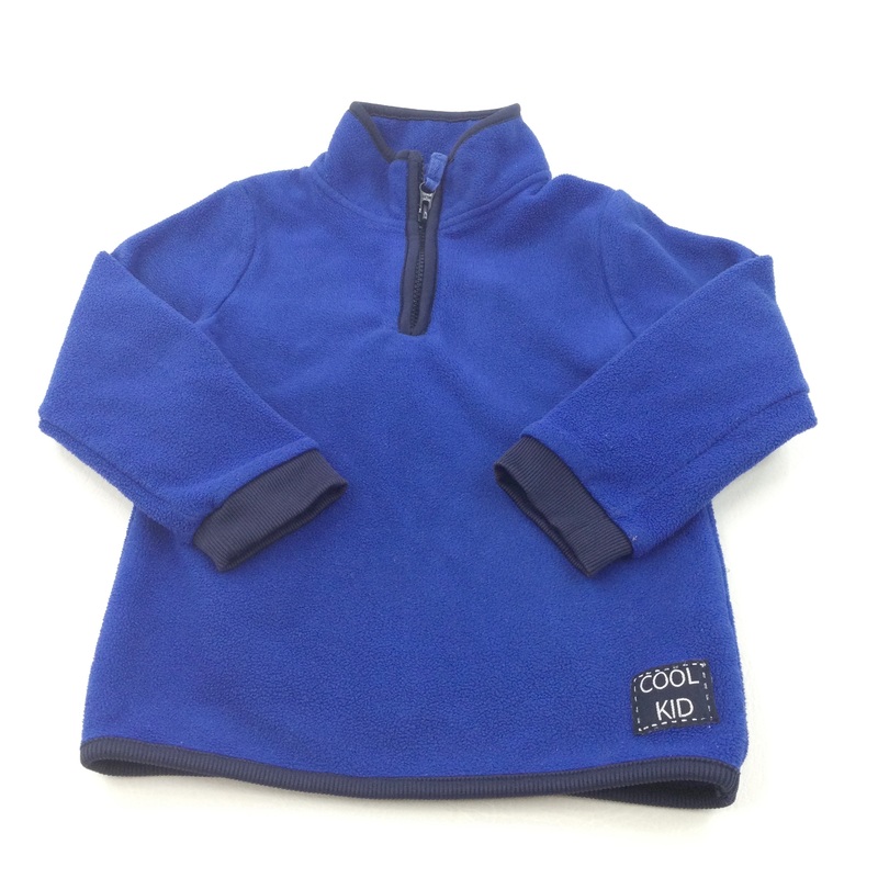 'Cool Kid' Blue & Navy Half Zip Fleece Jumper - Boys 3-4 Years