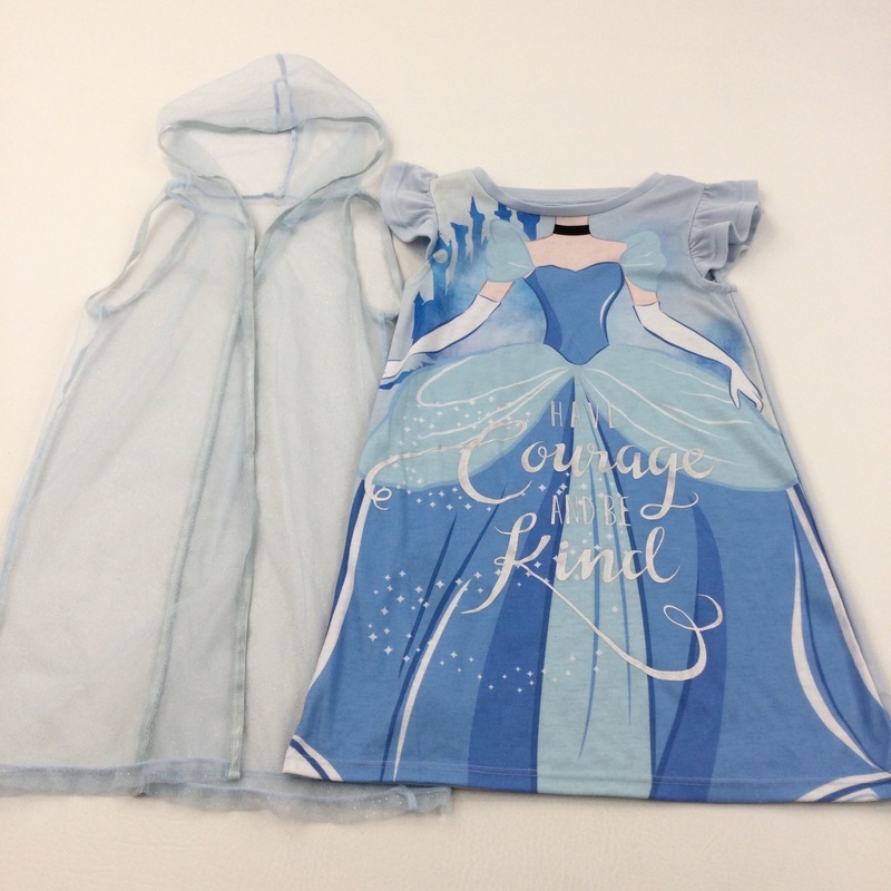 'Have Courage & Be Kind' Cinderella Blue Nightdress/Nightie with Net Cloak - Girls 2-3 Years