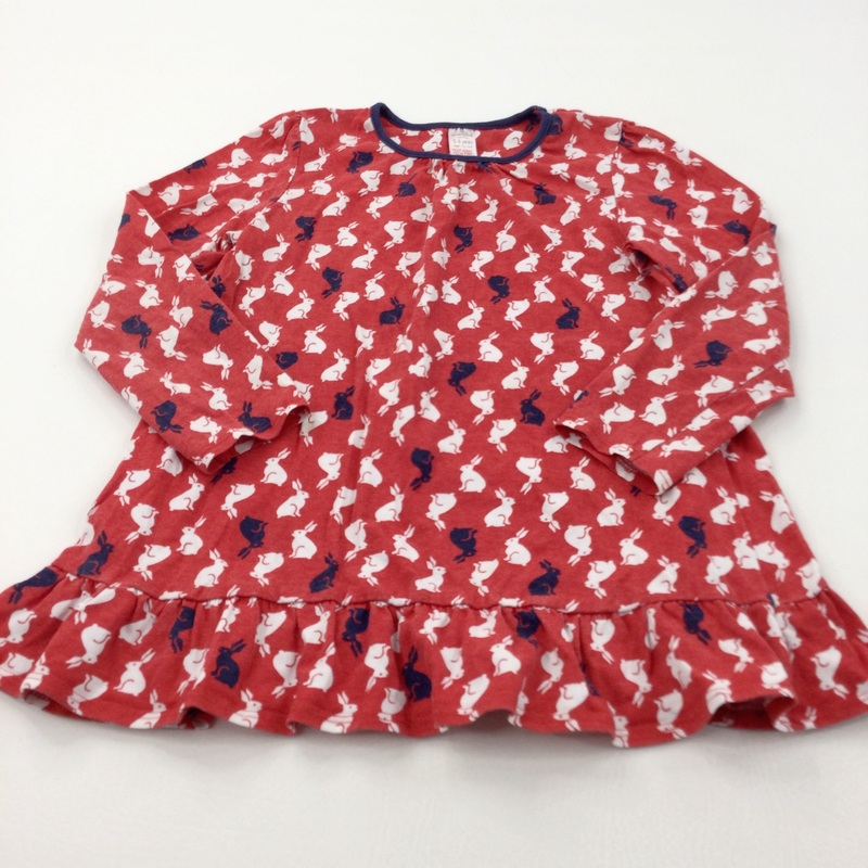 Rabbits Red, White & Navy Long Sleeve Tunic Top - Girls 5-6 Years