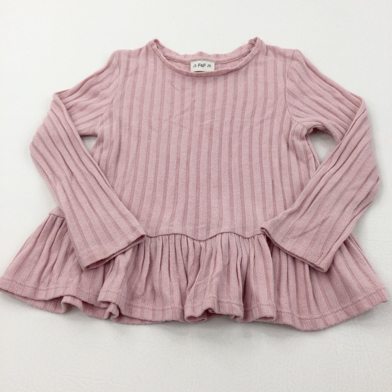 Ribbed Pink Viscose Long Sleeve Tunic Top - Girls 3-4 Years