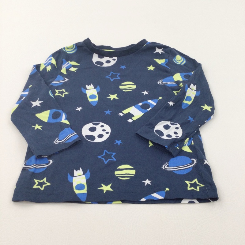 Rockets & Planets Yellow, Blue & Navy Long Sleeve Top - Boys 2-3 Years