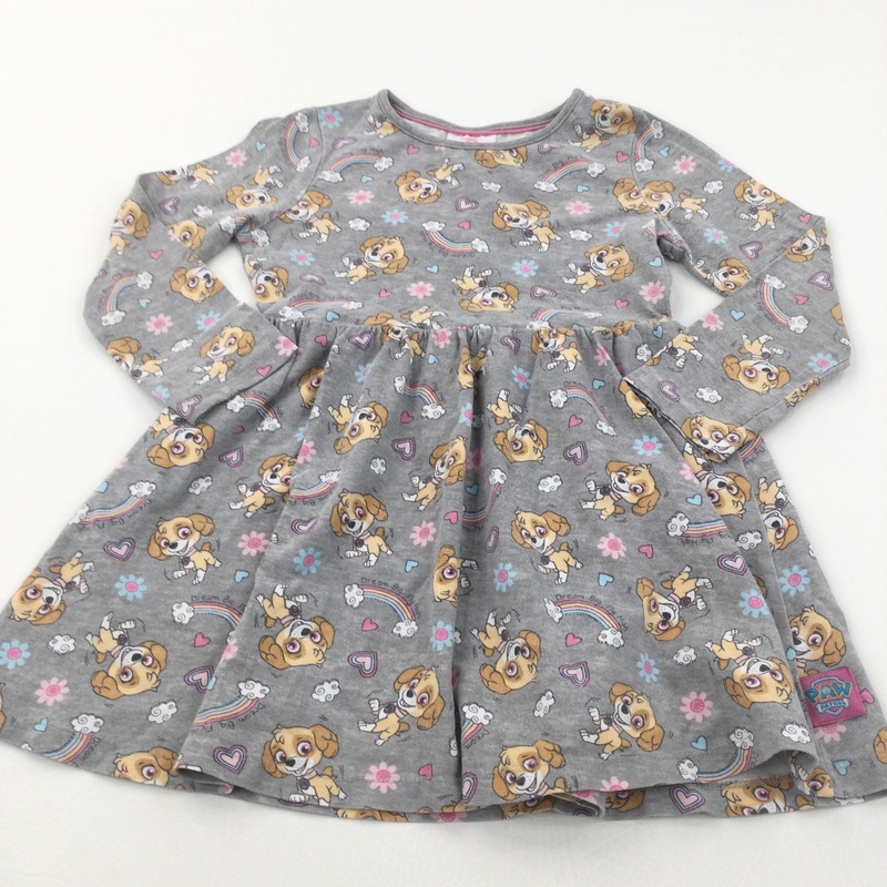 Skye Paw Patrol Grey Lightweight Jersey Dress - Girls 3-4 Years
