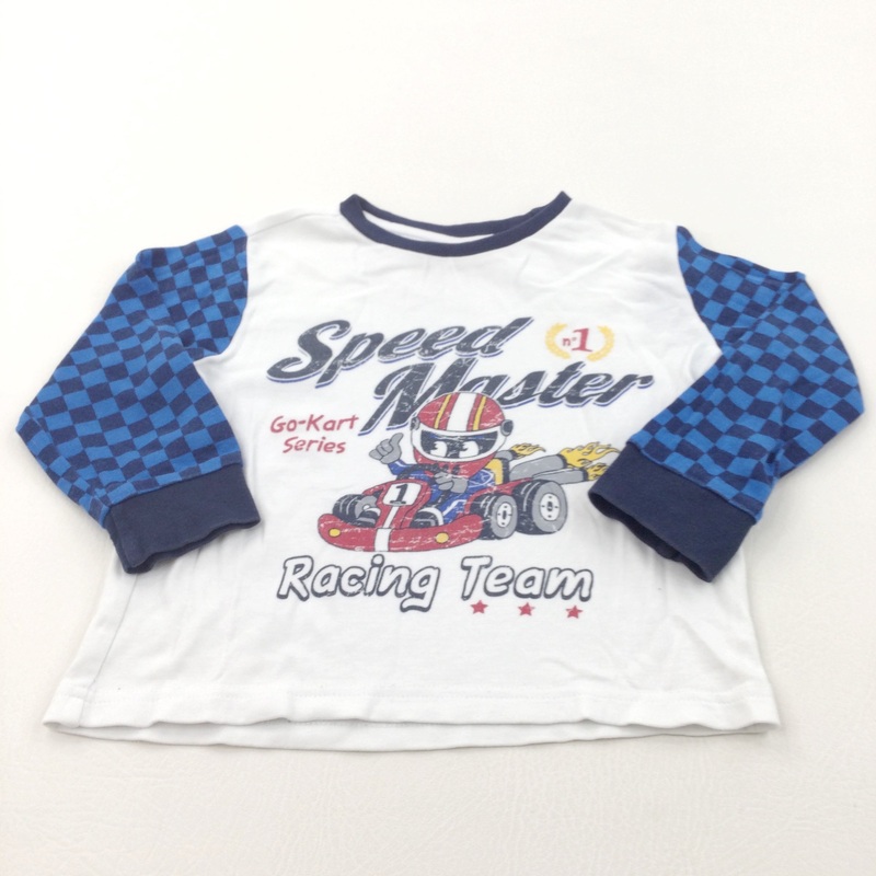 'Speed Master Blue, Navy & White Pyjama Top - Boys 2 Years