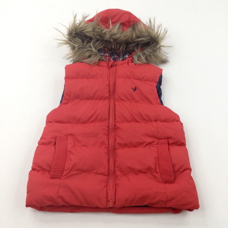 Swallow Motif Red Gilet with Hood - Boys 4-5 Years