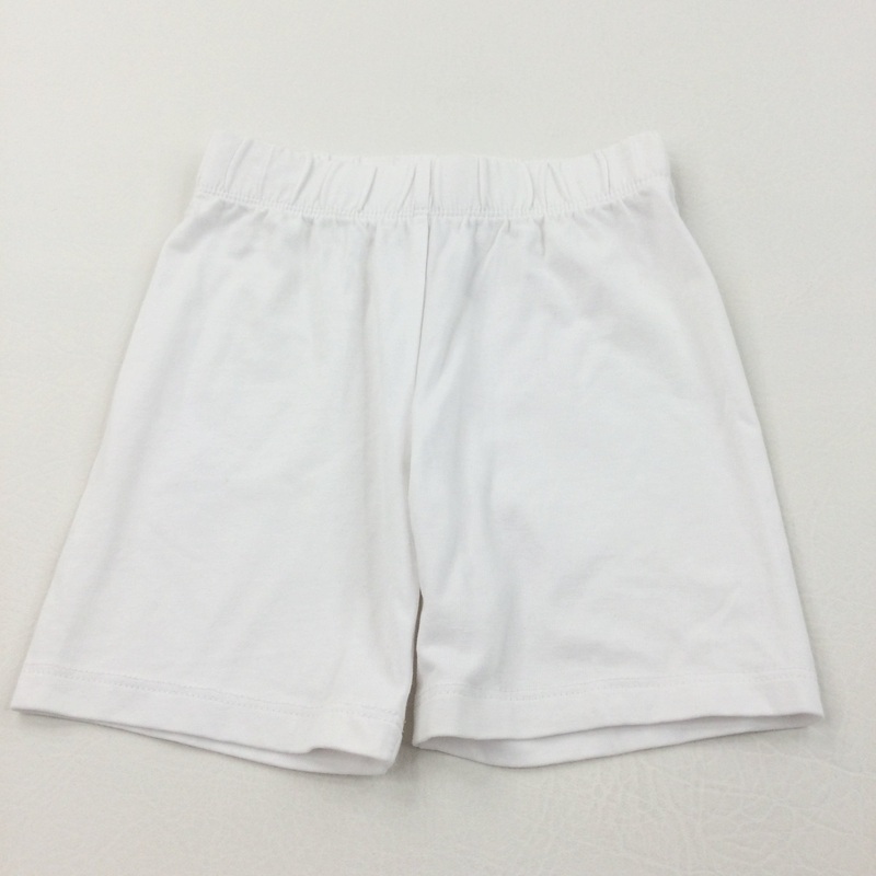 White Lightweight Jersey Shorts - Girls 4 Years