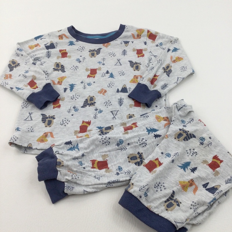 Wild Animals & Mountains Grey & Navy Pyjamas - Boys 4-5 Years