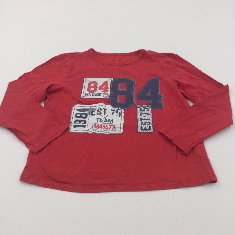 '84' Red Long Sleeve Top - Boys 8-9 Years