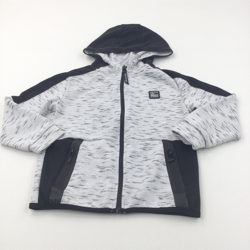 'Athletics Team Iconic' Black Mottled Zip Up Hoodie Sweatshirt - Boys 7-8 Years